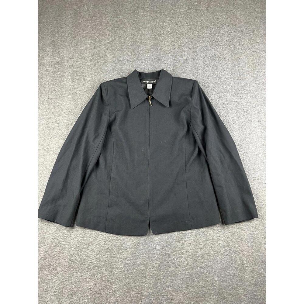 Sag Harbor Women's Black Blazer Jacket with Zip Front Size 8